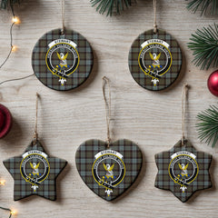 Stewart Old Weathered Tartan Crest Christmas Ceramic Ornament