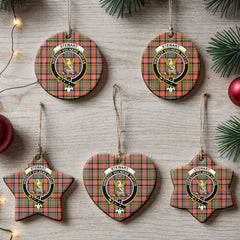 Stewart Royal Ancient Tartan Crest Christmas Ceramic Ornament
