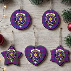 Wardlaw Modern Tartan Crest Christmas Ceramic Ornament