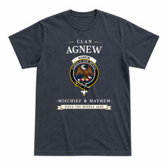 Agnew Modern Tartan Crest Mischief and Mayhem T-shirt