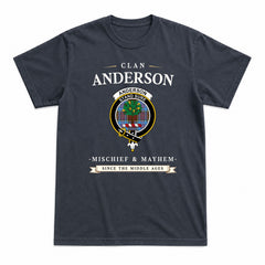 Anderson Modern Tartan Crest Mischief and Mayhem T-shirt