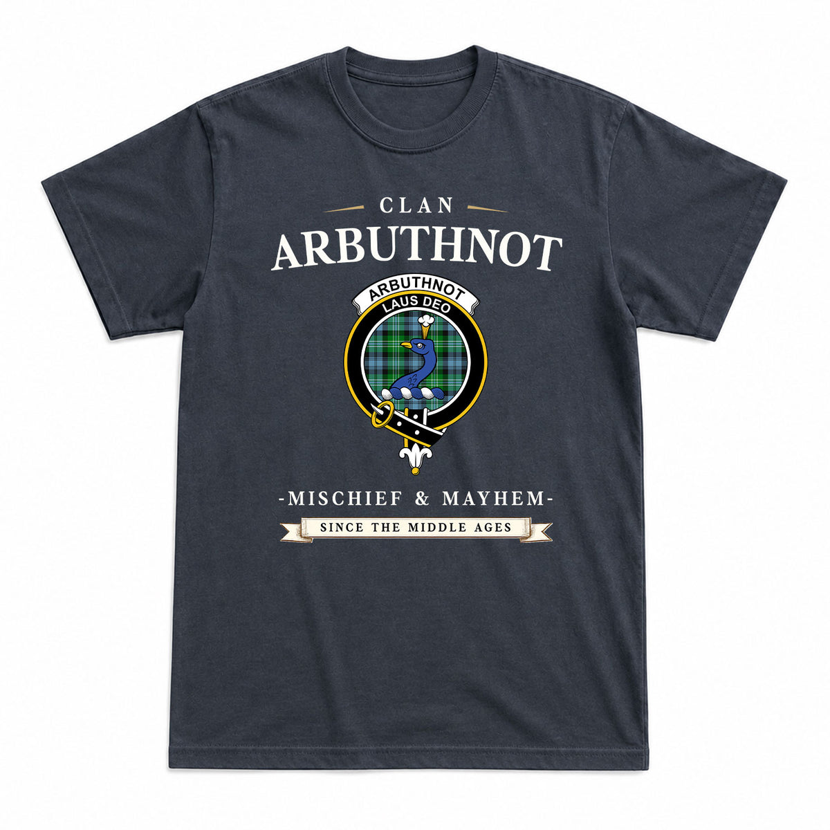 Arbuthnot Ancient Tartan Crest Mischief and Mayhem T-shirt