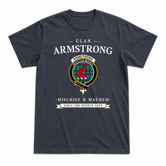 Armstrong Ancient Tartan Crest Mischief and Mayhem T-shirt