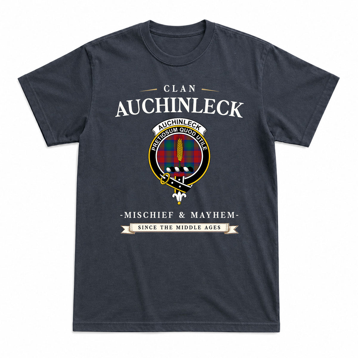 Auchinleck Tartan Crest Mischief and Mayhem T-shirt