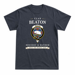 Beaton Modern Tartan Crest Mischief and Mayhem T-shirt