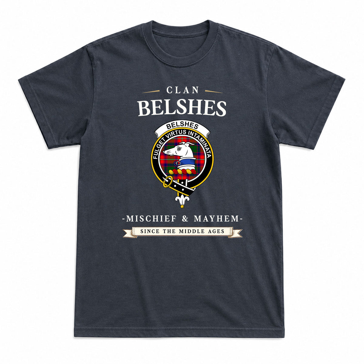 Belshes Tartan Crest Mischief and Mayhem T-shirt
