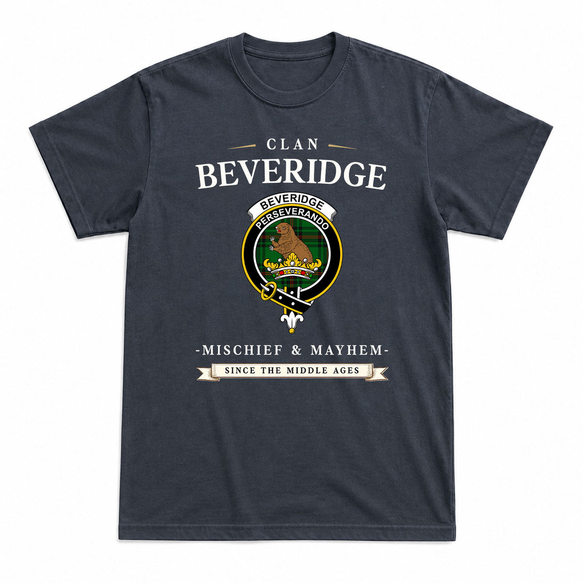 Beveridge Tartan Crest Mischief and Mayhem T-shirt