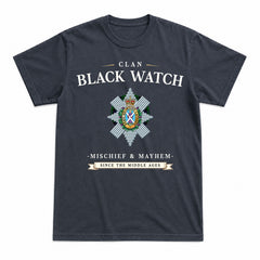 Black Watch Tartan Crest Mischief and Mayhem T-shirt