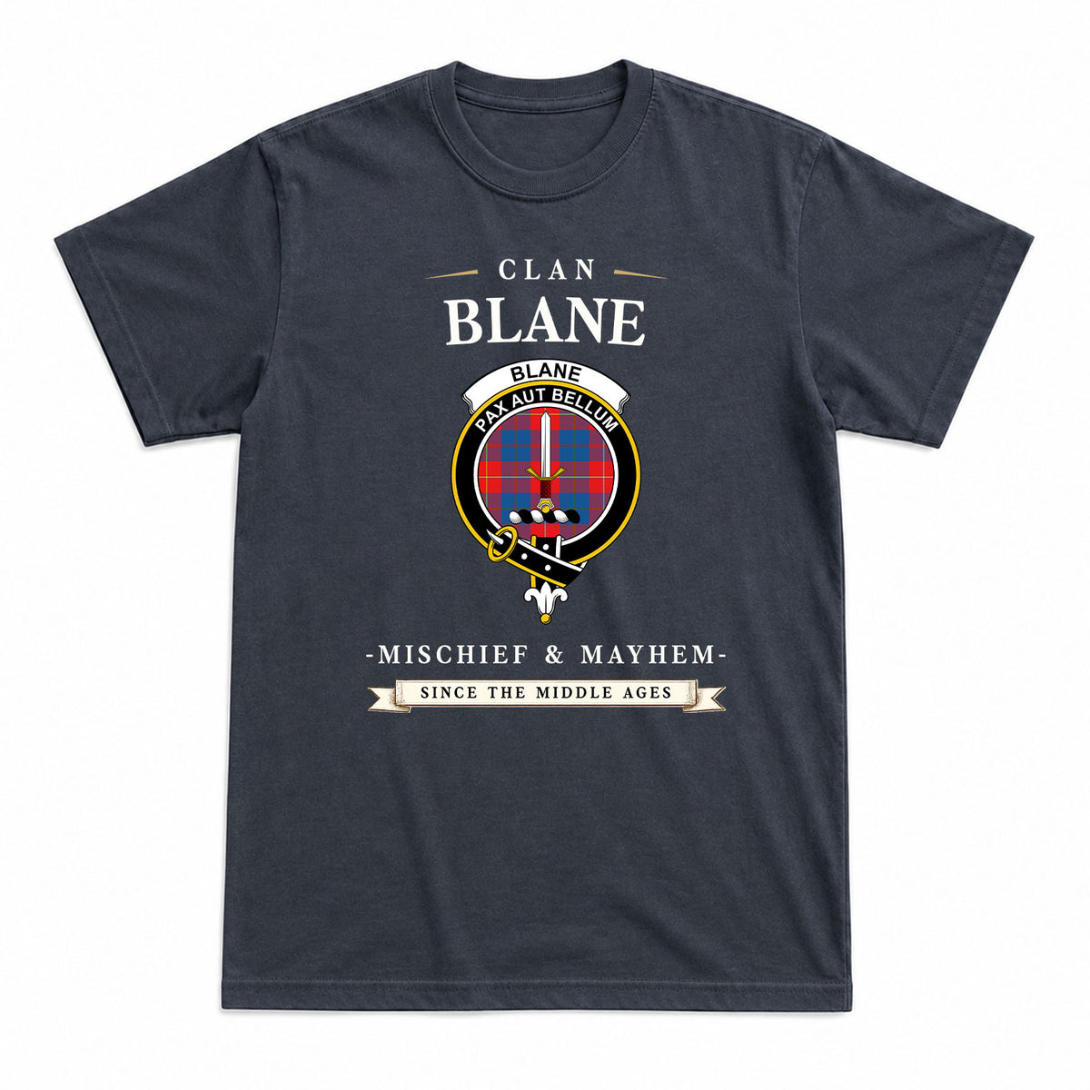 Blane Tartan Crest Mischief and Mayhem T-shirt