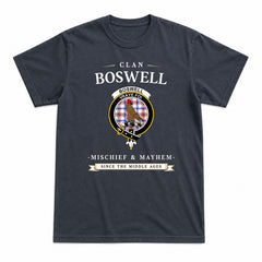 Boswell Modern Tartan Crest Mischief and Mayhem T-shirt