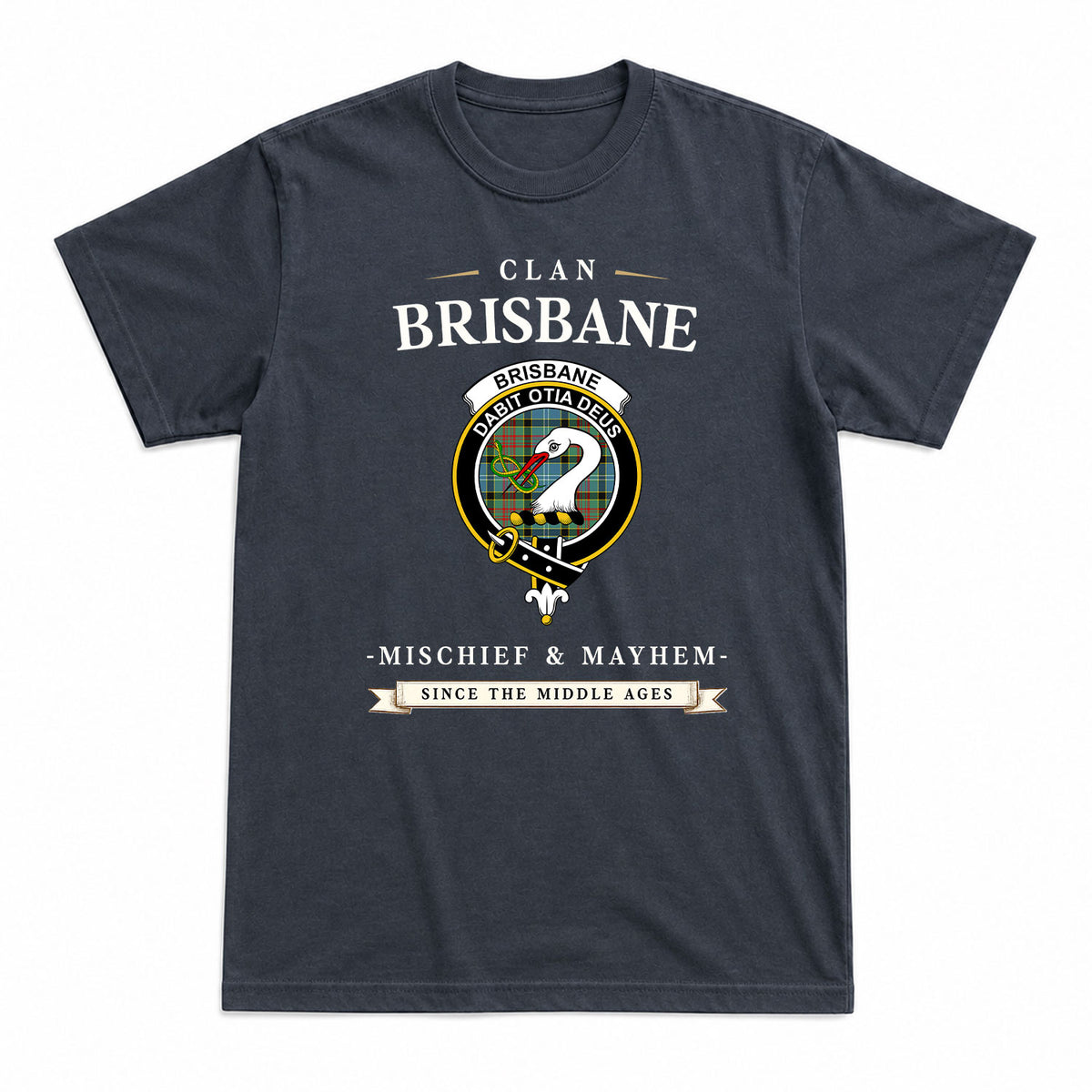Brisbane Tartan Crest Mischief and Mayhem T-shirt