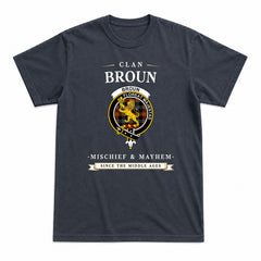 Broun Ancient Tartan Crest Mischief and Mayhem T-shirt