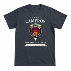 Cameron of Lochiel Modern Tartan Crest Mischief and Mayhem T-shirt
