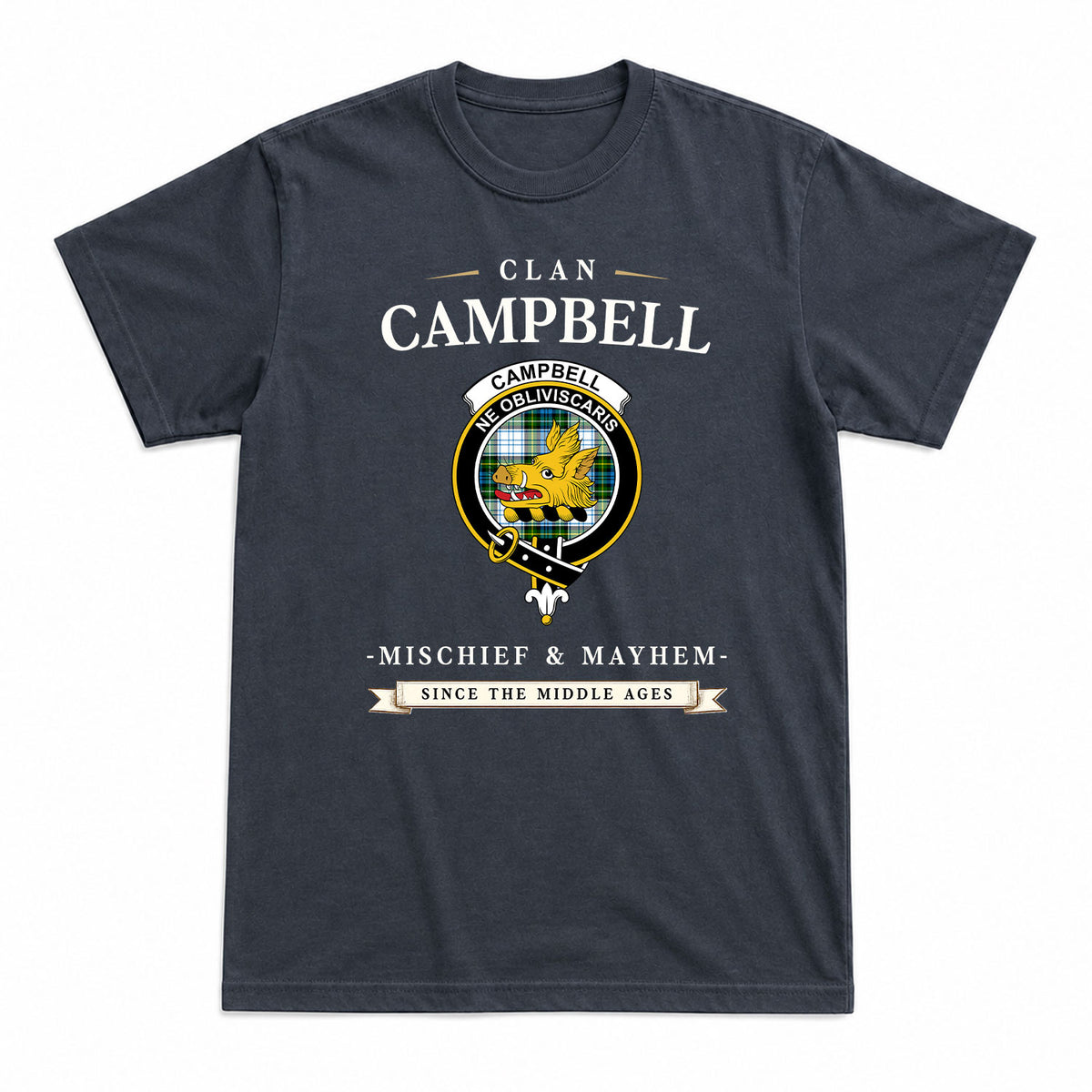 Campbell Dress Tartan Crest Mischief and Mayhem T-shirt