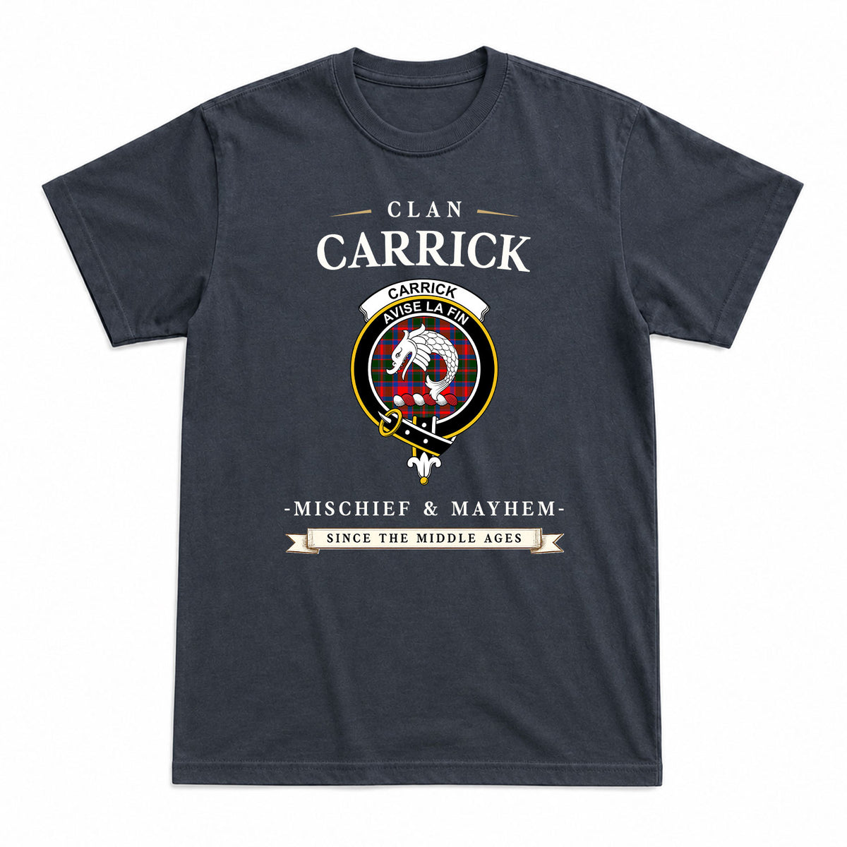 Carrick District Tartan Crest Mischief and Mayhem T-shirt
