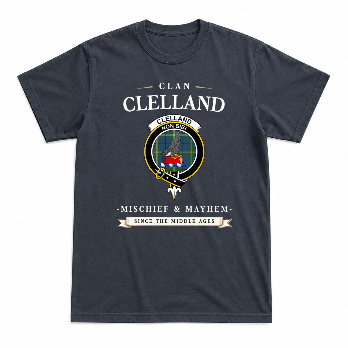 Clelland Tartan Crest Mischief and Mayhem T-shirt