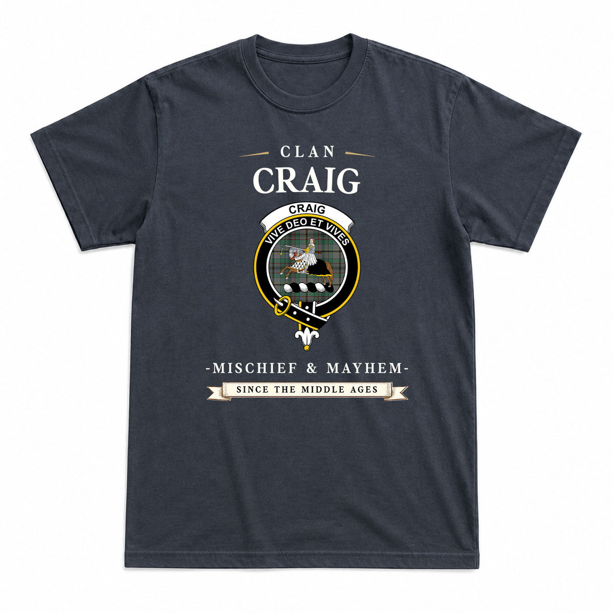 Craig Tartan Crest Mischief and Mayhem T-shirt