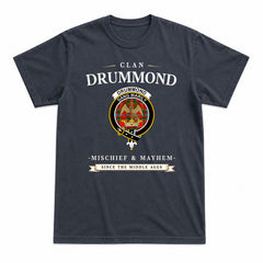 Drummond of Perth Tartan Crest Mischief and Mayhem T-shirt