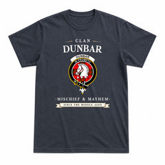 Dunbar Modern Tartan Crest Mischief and Mayhem T-shirt
