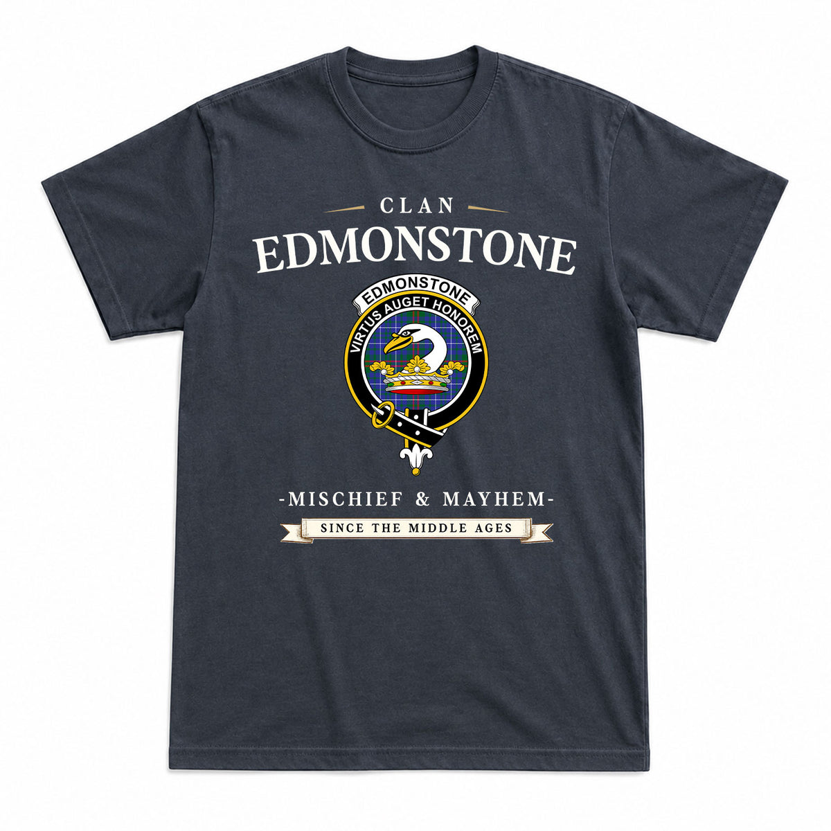 Edmonstone Tartan Crest Mischief and Mayhem T-shirt