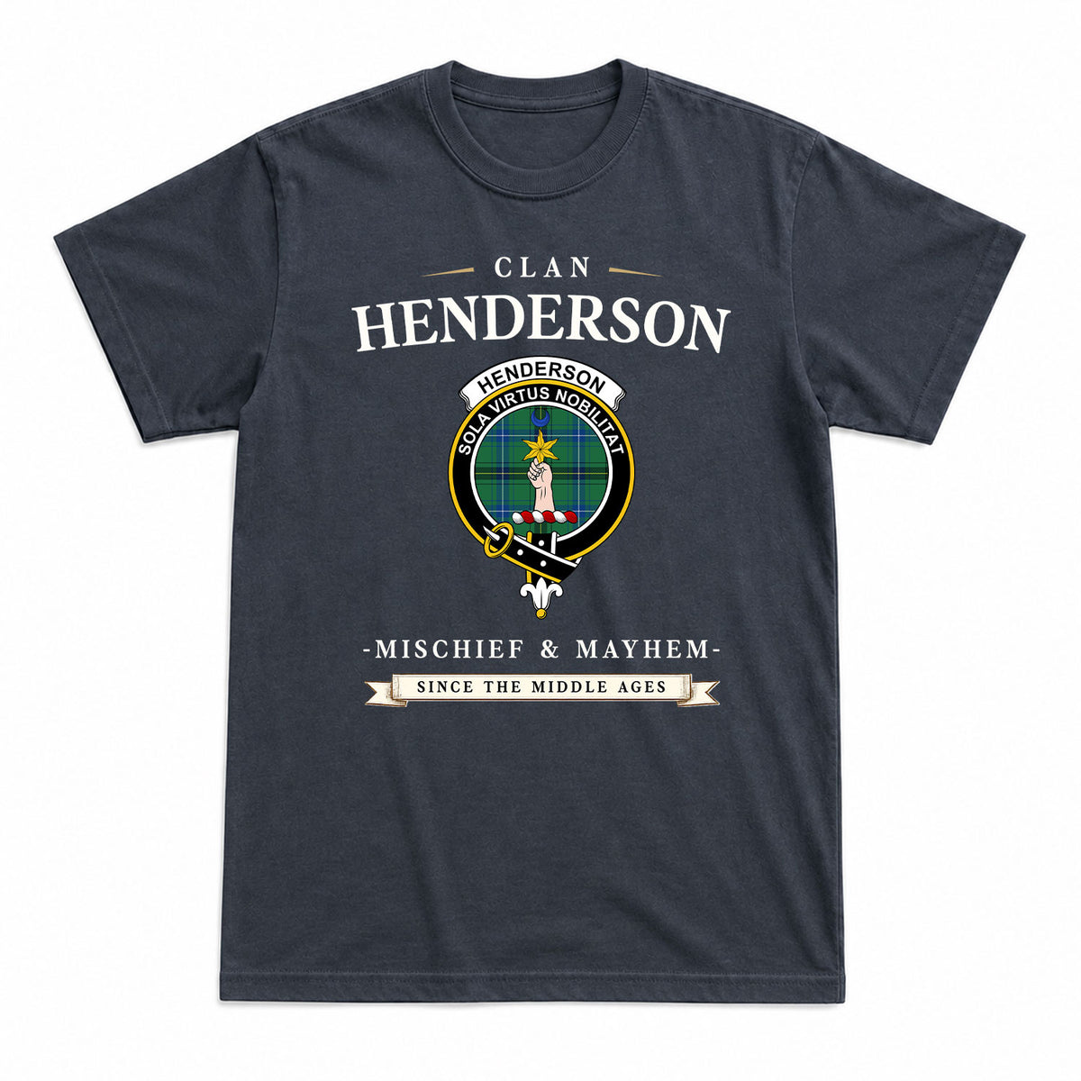 Henderson Ancient Tartan Crest Mischief and Mayhem T-shirt
