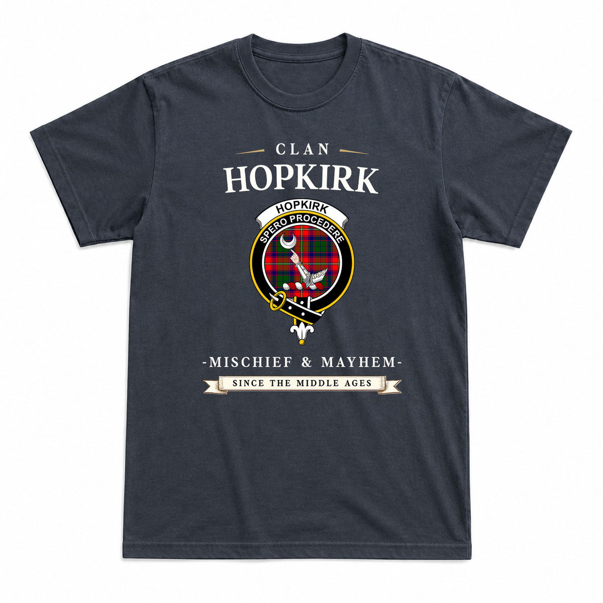 Hopkirk Tartan Crest Mischief and Mayhem T-shirt