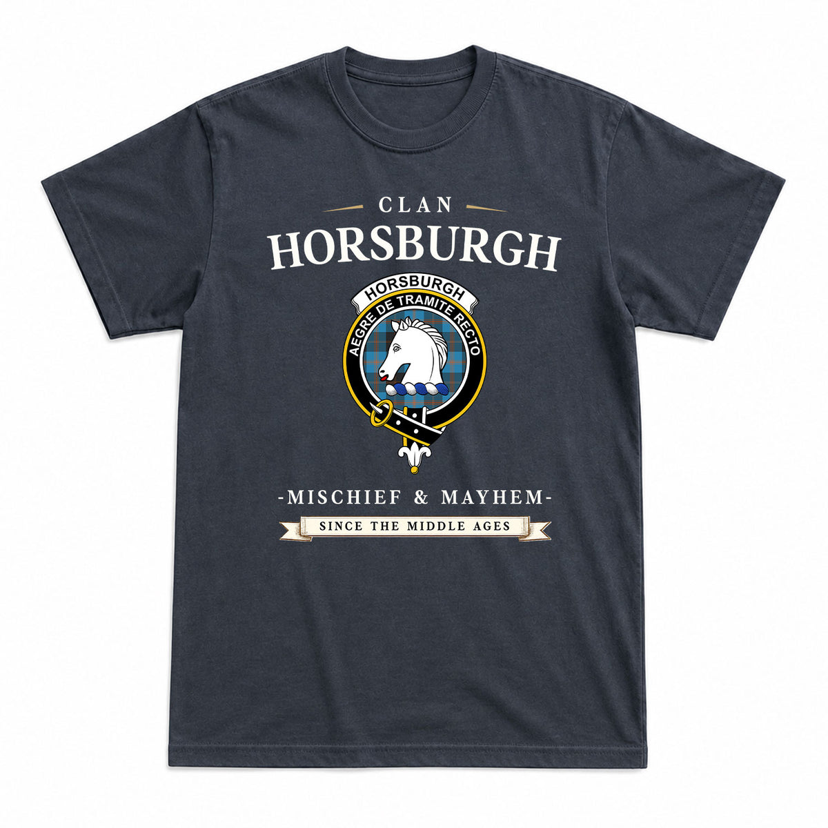 Horsburgh Tartan Crest Mischief and Mayhem T-shirt