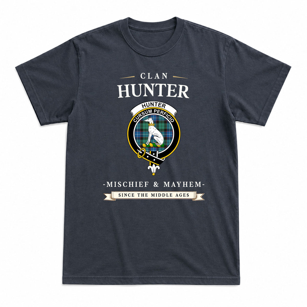 Hunter Ancient Tartan Crest Mischief and Mayhem T-shirt