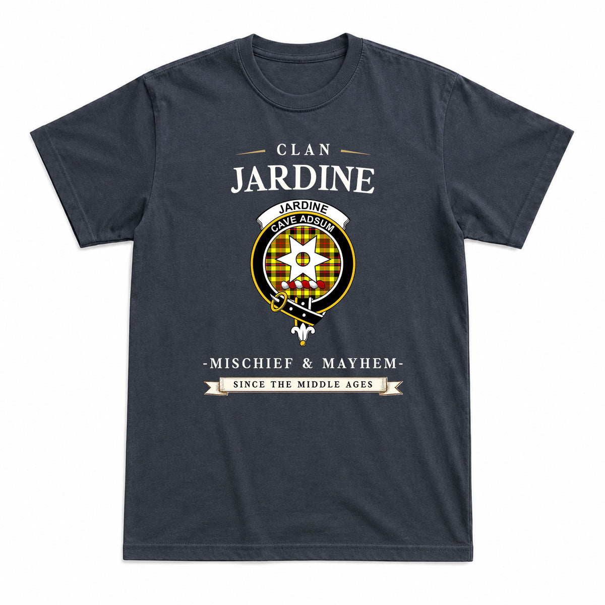 Jardine Tartan Crest Mischief and Mayhem T-shirt