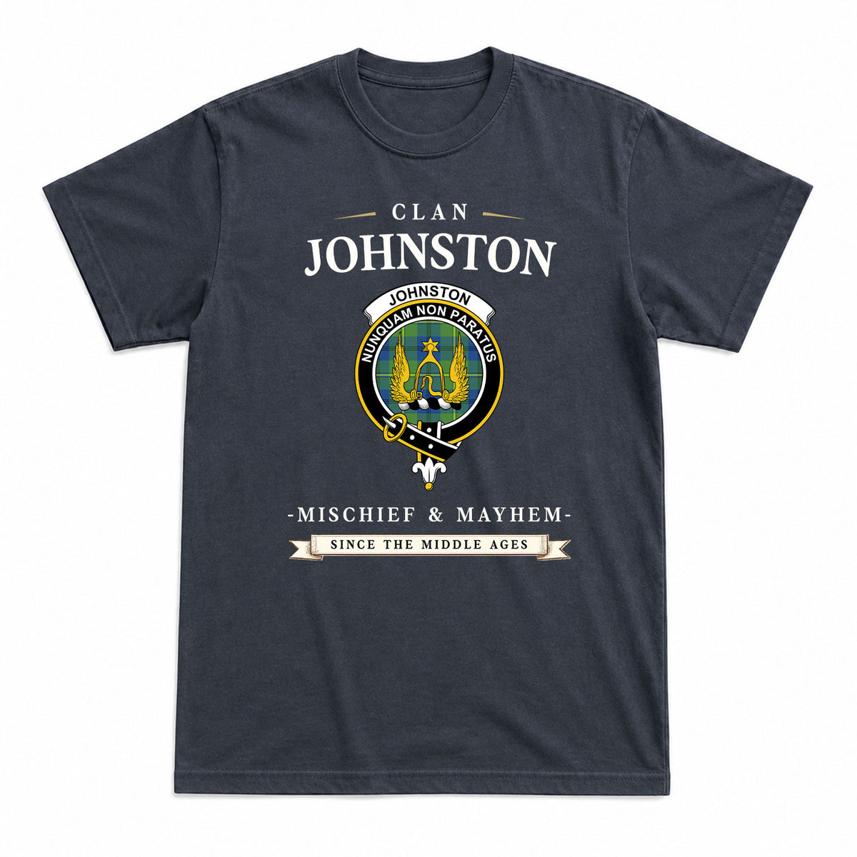 Johnston Ancient Tartan Crest Mischief and Mayhem T-shirt
