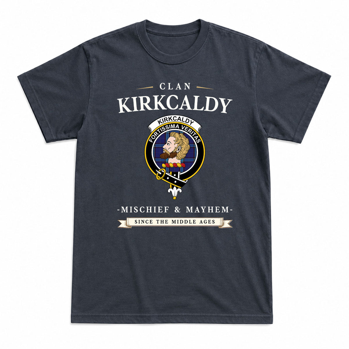 Kirkcaldy Tartan Crest Mischief and Mayhem T-shirt
