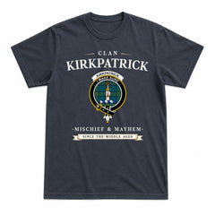 Kirkpatrick Ancient Tartan Crest Mischief and Mayhem T-shirt