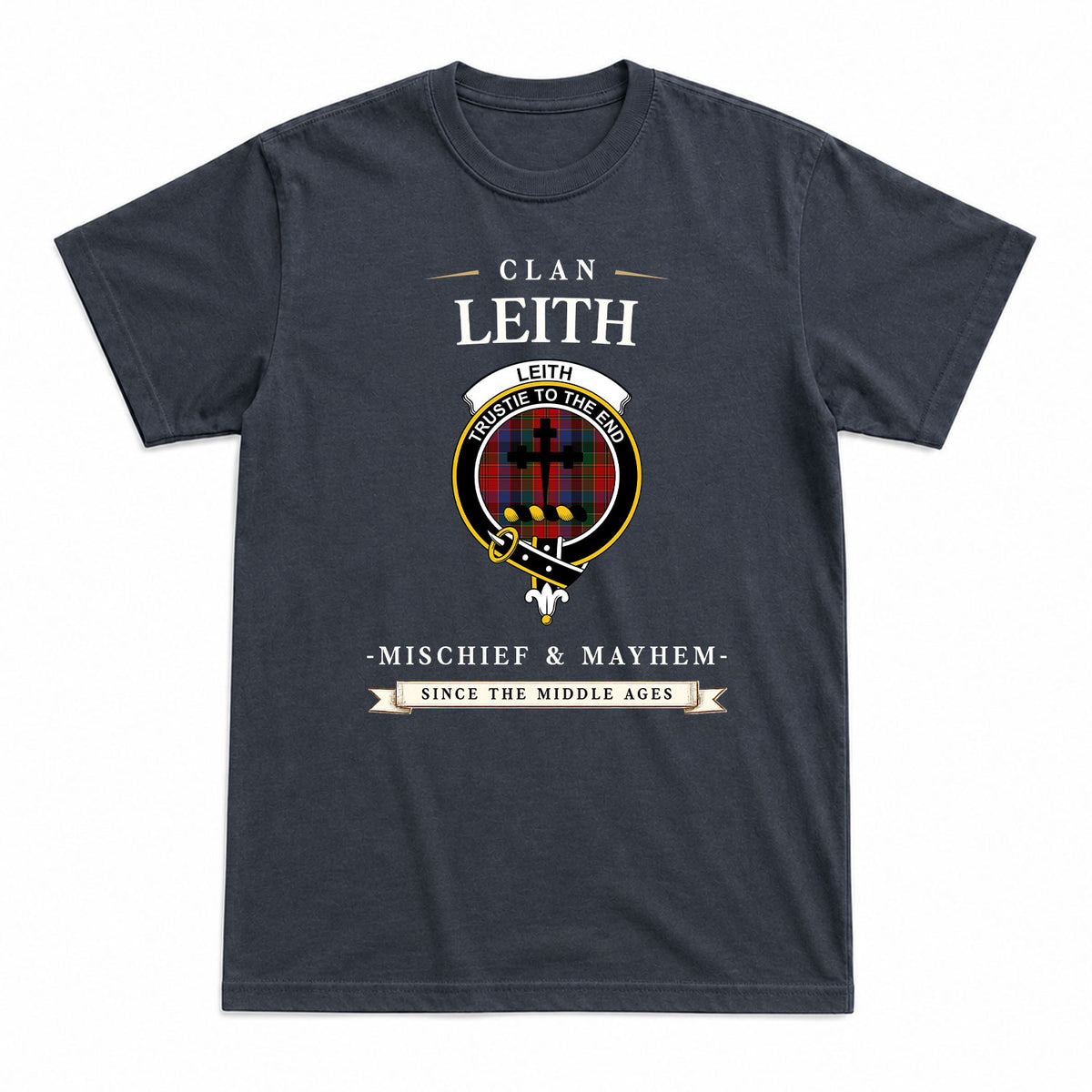 Leith Tartan Crest Mischief and Mayhem T-shirt