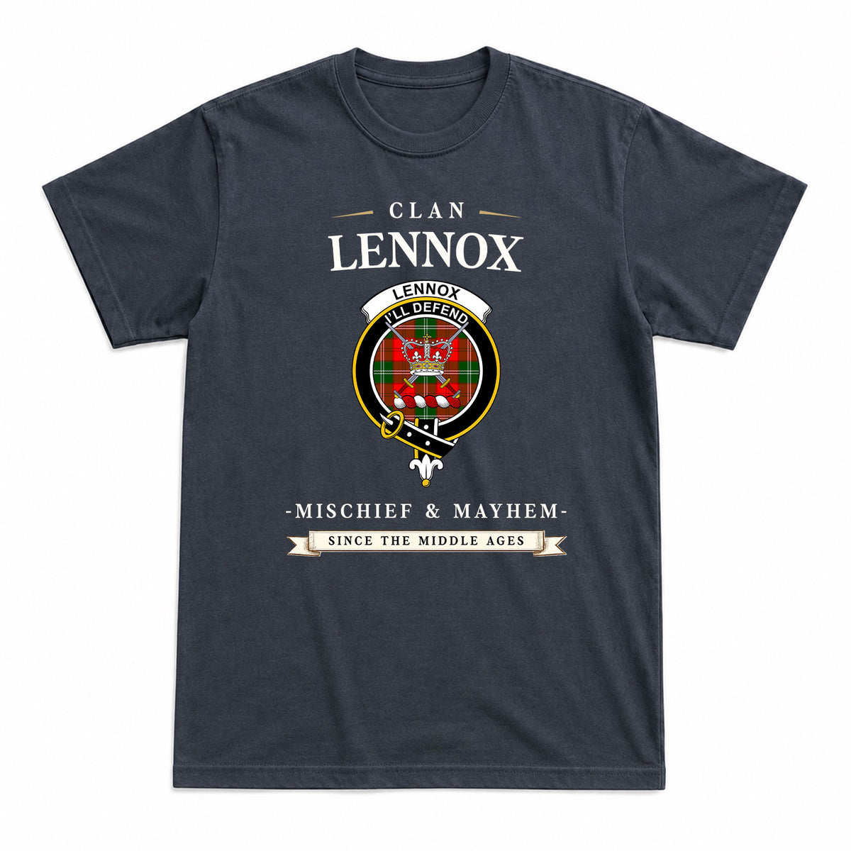 Lennox (Lennox Kincaid) Tartan Crest Mischief and Mayhem T-shirt