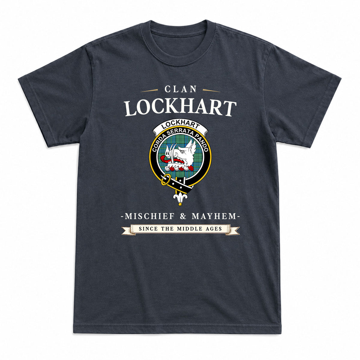 Lockhart Tartan Crest Mischief and Mayhem T-shirt