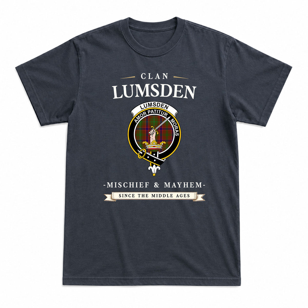Lumsden Tartan Crest Mischief and Mayhem T-shirt