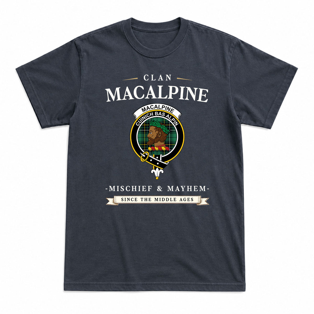 MacAlpine Ancient Tartan Crest Mischief and Mayhem T-shirt