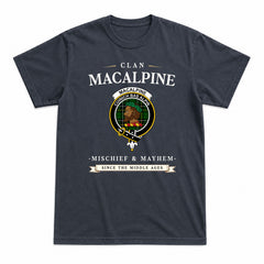 MacAlpine Modern Tartan Crest Mischief and Mayhem T-shirt
