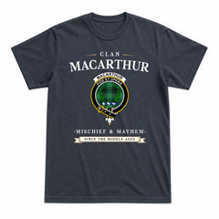 MacArthur Ancient Tartan Crest Mischief and Mayhem T-shirt