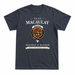 MacAulay Modern Tartan Crest Mischief and Mayhem T-shirt