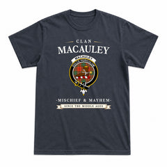 MacAuley Ancient Tartan Crest Mischief and Mayhem T-shirt