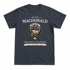 MacDonald Ancient Tartan Crest Mischief and Mayhem T-shirt