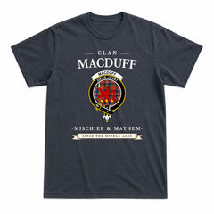 MacDuff Ancient Tartan Crest Mischief and Mayhem T-shirt