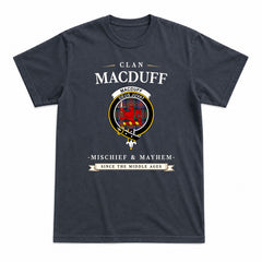 MacDuff Hunting Modern Tartan Crest Mischief and Mayhem T-shirt