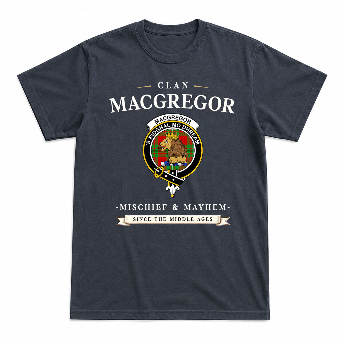 MacGregor Modern Tartan Crest Mischief and Mayhem T-shirt