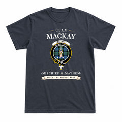 MacKay Ancient Tartan Crest Mischief and Mayhem T-shirt