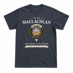 MacLachlan Ancient Tartan Crest Mischief and Mayhem T-shirt