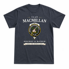 MacMillan Hunting Modern Tartan Crest Mischief and Mayhem T-shirt
