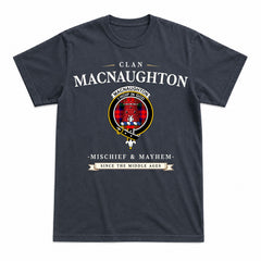 MacNaughton Modern Tartan Crest Mischief and Mayhem T-shirt