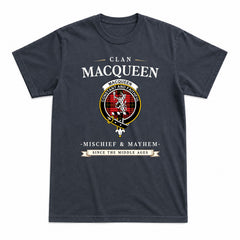 MacQueen Modern Tartan Crest Mischief and Mayhem T-shirt